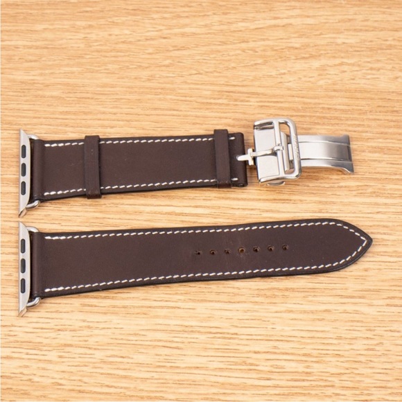 Apple Watch Hermes Hermès 45mm 44mm 42mm Single Tour Deployment Buckle Ébène - Picture 2 of 8